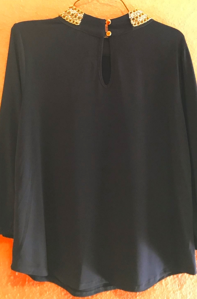 Dark Blue Blouse Decorative necklace